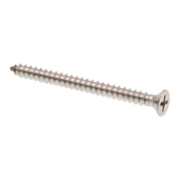 Prime-Line Sheet Metal Screw, Self-Tap, Flat, Phil Dr No. 8 X 2in 18-8 Stainless Steel 25PK 9016812 - main